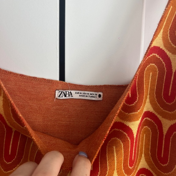 Zara Retro Orange Print Mini Dress - Picture 3 of 3